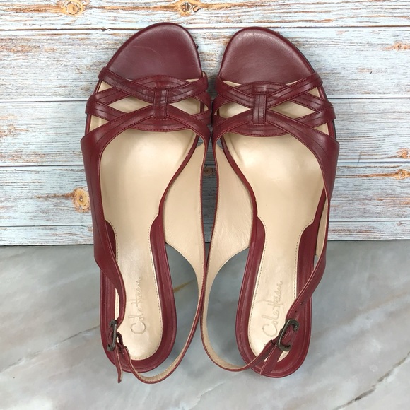 Cole Haan Aline Heeled Strappy Sandals in Red Leather - Picture 7 of 9